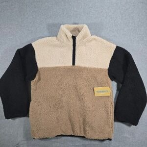 Thereabouts Boys Sherpa Quarter Zip Pullover Neutral Colorblock M 10/12 NEW